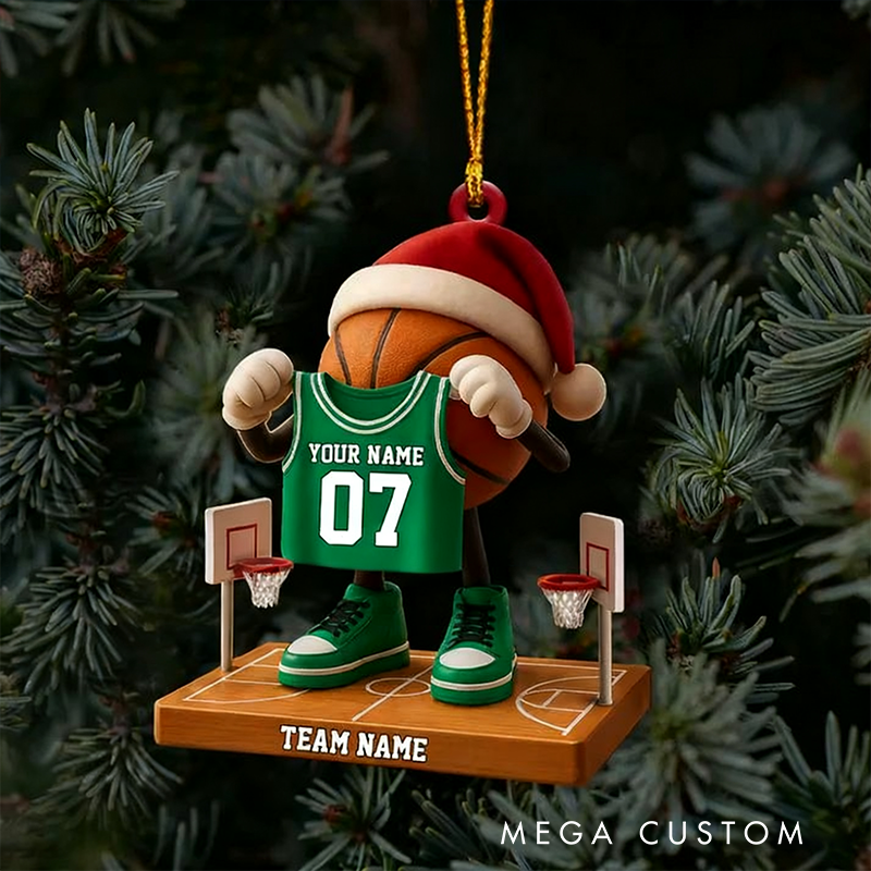 Personalized Basketball Player Ornament with Custom Jersey Name, Number, and Color