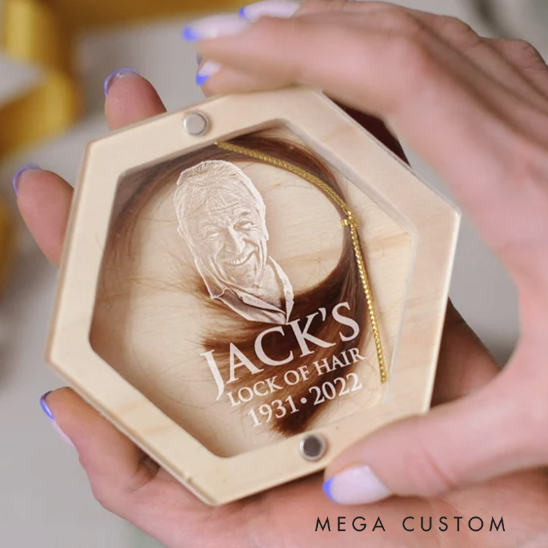 Personalized Hair Keepsake Box with Photo Lock of Hair Keepsake Sympathy Gift Loss of Loved One Memorial Keepsake Box with Portrait