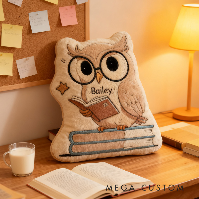 Personalized Wise Owl Book Buddy Pillow Graphic 3D Print Gift for Reading Lovers