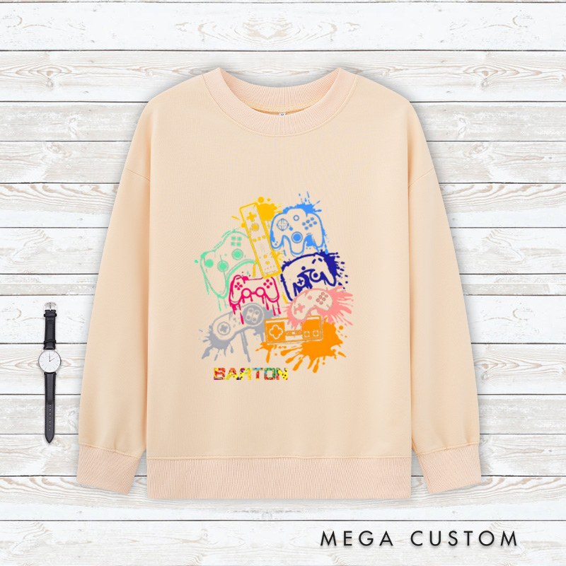 Personalized Video Game Controller Color Sweatshirt Game Day Sweatshirt Game Day Sweatshirt Funny Gaming Sweatshirt Gift for Game Geek Lover