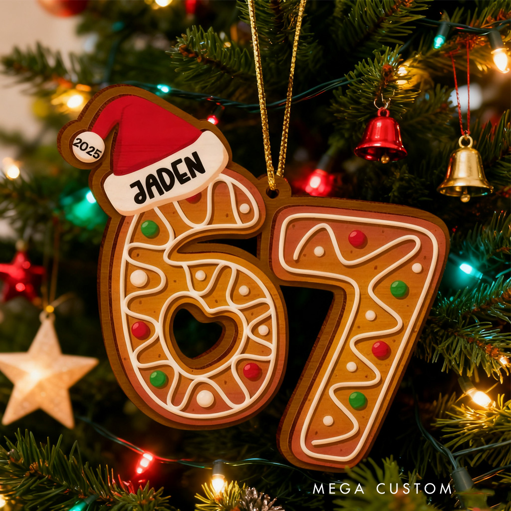 Personalized Six Seven Christmas Ornament 2D Acrylic Teen Slang Ornament Gift For Funny Teenager Ornament Gen Z Teenager Tween Ornament Christmas Gift
