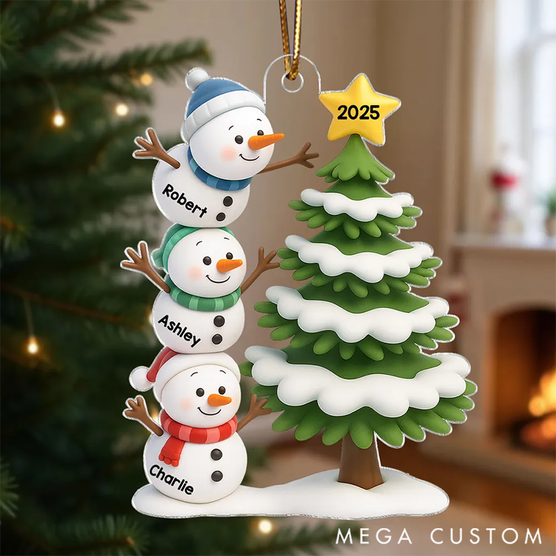Personalized Snowman Family Christmas Tree Ornaments Gift for Family