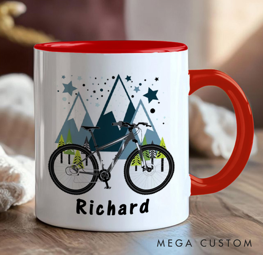 Personalized Cyclist Mug Mountain Bike Gifts Colourful Mug for Biker Friend Birthday for Him or Her for Biker Cycling Riding Lovers