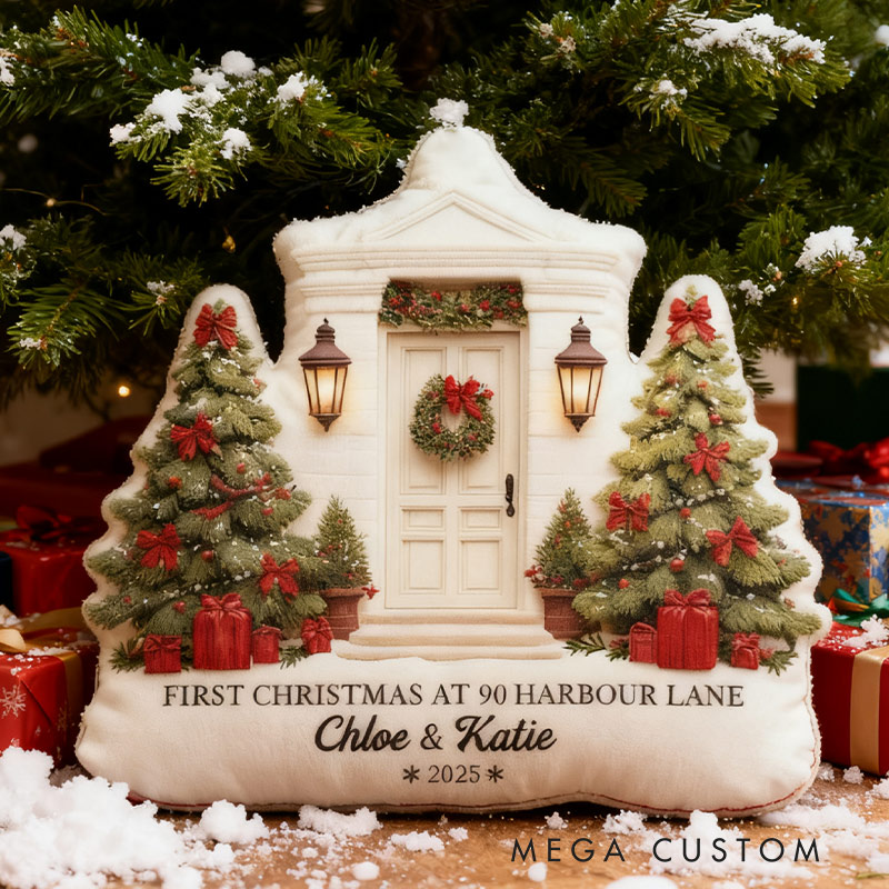 Personalized First Christmas New Home Throw Pillow First Home Pillow Custom House Address Pillow New Home Gift Christmas Gift Housewarming Gift