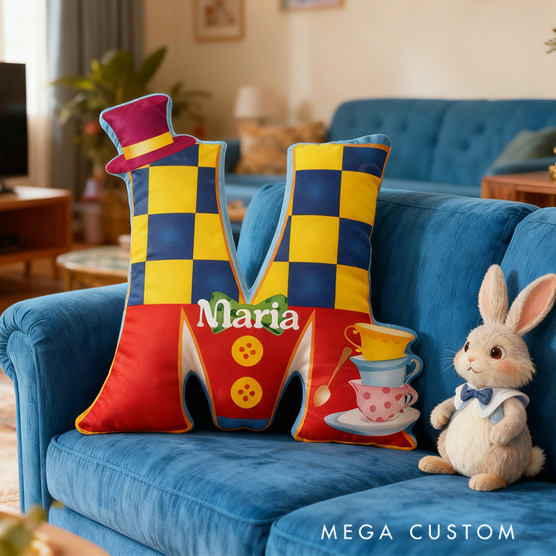 Personalized Graphic 3D Print Vintage Cartoon Movie Dreamland Alphabet Shaped Pillow for Cartoon Lovers Initial Pillow Christmas Gift for Kids