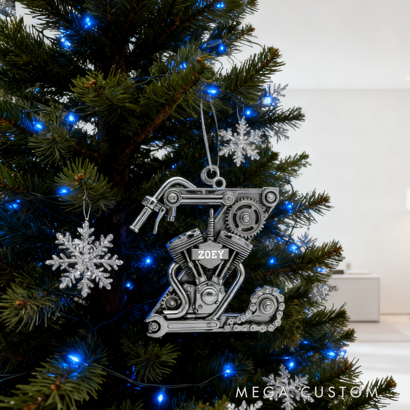 Personalized Initial Letter Alphabet Christmas Ornament Custom Biker Cycling Mechanical  Christmas Decoration Cycling Ornament Holiday Xmas Gift for Cycling Biker Riding Lovers