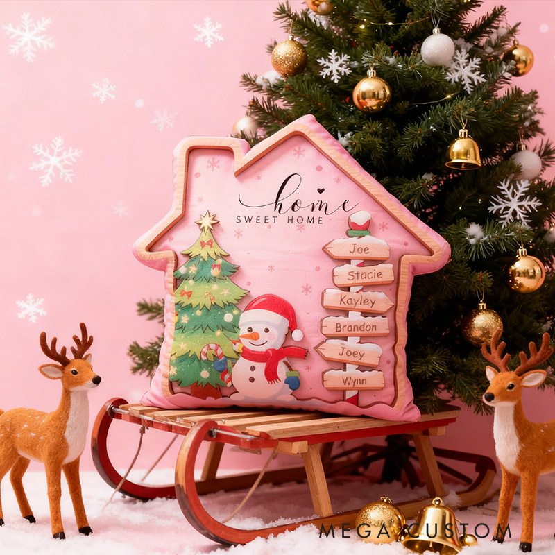 Personalized Family House 2025 Christmas Pillow Custom Family Name Christmas Holiday Throw Pillows Housewarming Gift