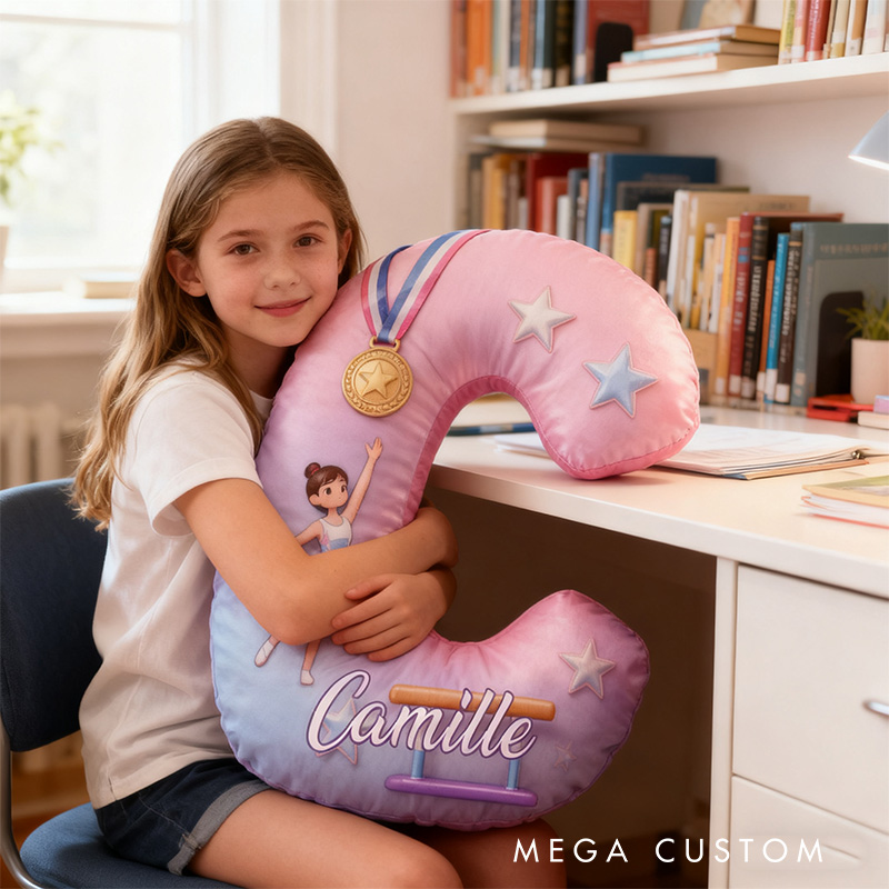 Personalized Graphic 3D Print You Are My Champion Gymnastic Alphabet Shaped Pillow for Gymnastic Lovers Initial Pillow Christmas Gift for Kids
