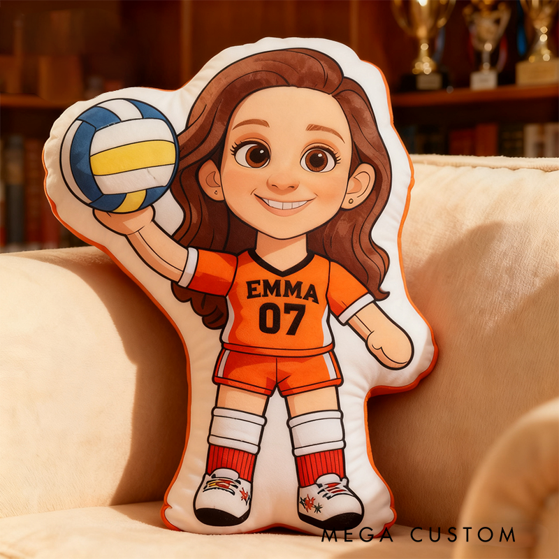 Personalized Volleyball Player Pillow with Custom Name and Number Design