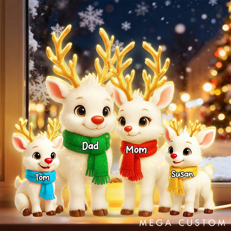 Personalized Festive Reindeer Family Members Light Box for Family