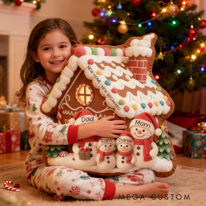 Personalized Family House Pillow Custom Family Name Christmas Holiday Throw Pillows Housewarming Gift