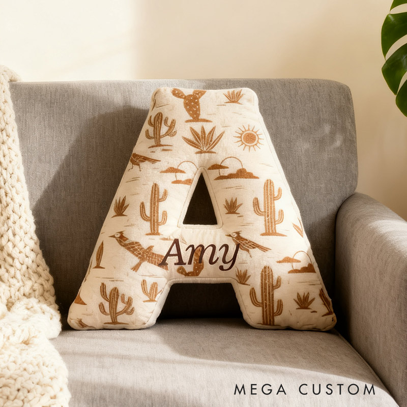 Personalized Desert Explorer Initial Pillow Graphic 3D Print Pillow for Travel Lovers