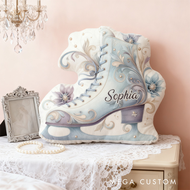 Personalized Graphic 3D Print Art Decor Style Ice Skate Shaped Pillow for Ice Skate Lovers Pillow Christmas Gift for Kids