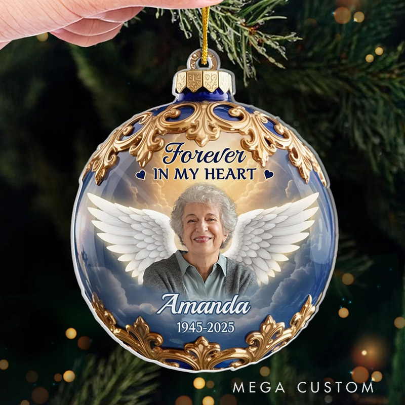 Personalized Christmas Memorial Sympathy Gifts for Loss of Loved One Held in Gentle Memory Custom Photo Acrylic Ornament