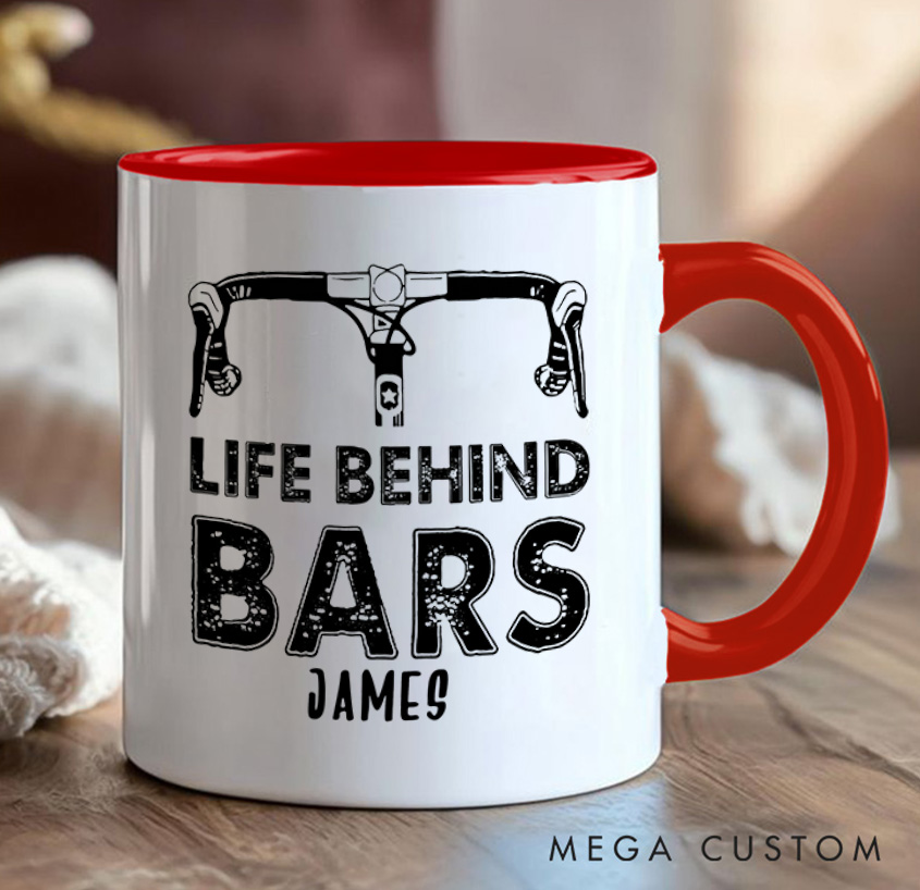 Personalized Life Behind Bars Mug Funny Biker Mugs Biker Gifts Cyclist Mug Women Cyclist Joke Bike Gift For Cyclistsfor Biker Cycling Riding Lovers