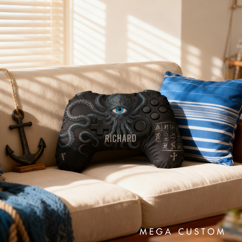 Personalized Graphic 3D Print Mysterious Game Controller Shaped Pillow for Game Lovers Plush Pillow Christmas Gift for Kids
