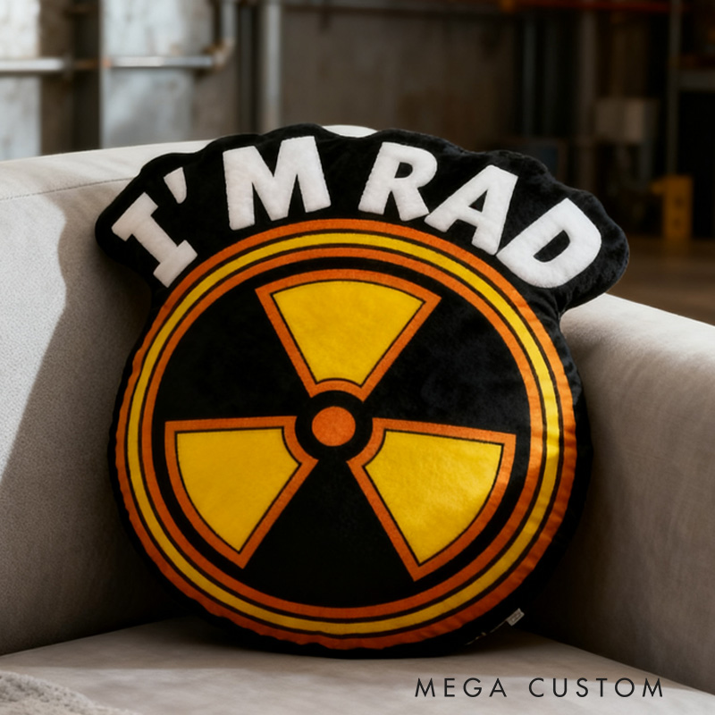 Personalized I'm Rad Pillow Funny Radiation Symbol Pillow Science Nerd Pillow Dark Humor Gift for Geeky Tech
