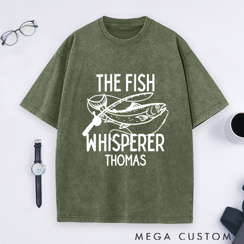 Personalized Fishing T-Shirt The Fish Whisperer T-Shirt Custom Name Comfortable and Stylish Gift for Fishing Enthusiasts