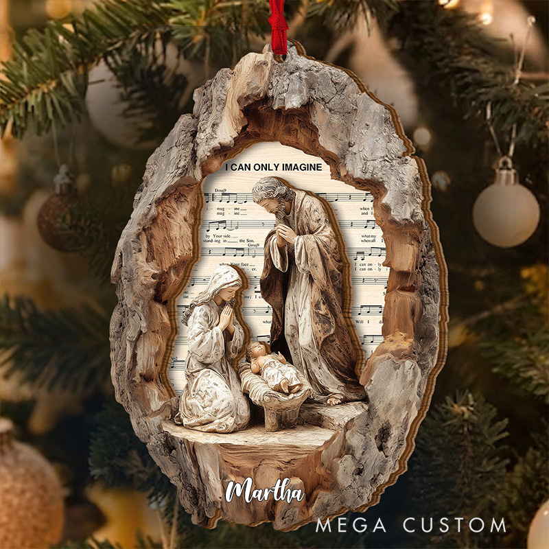 Personalized I Can Only Imagine Nativity Acrylic Ornament with Name Nativity Scene within Tree Hollow Ornament Baby Jesus Virgin Mary Joseph Xmas Gift