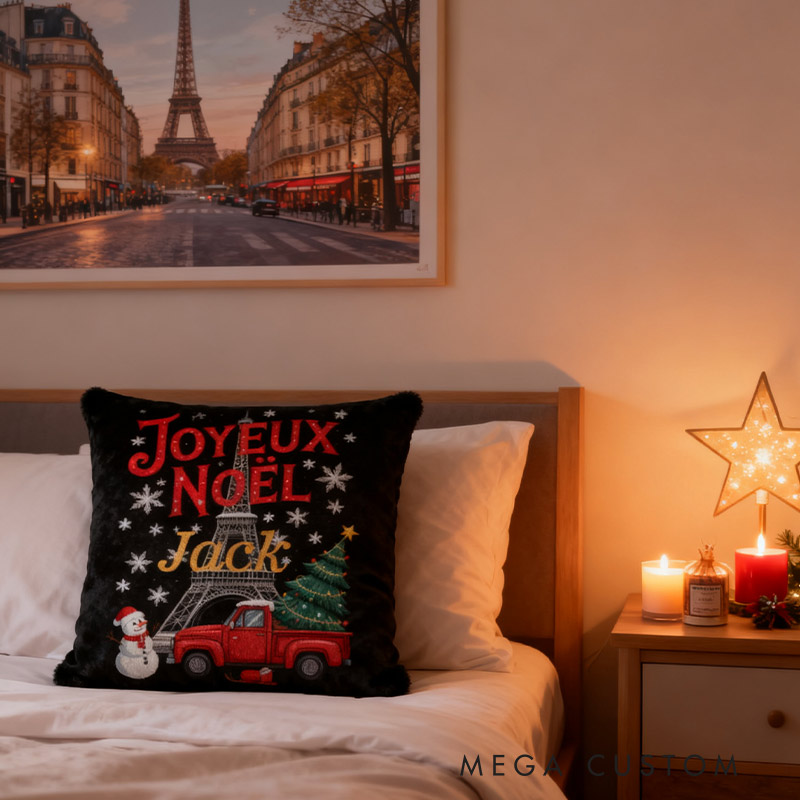 Personalized Parisian Noël Pillow Christmas Pillow Graphic 3D Print Pillow for Travel Lovers
