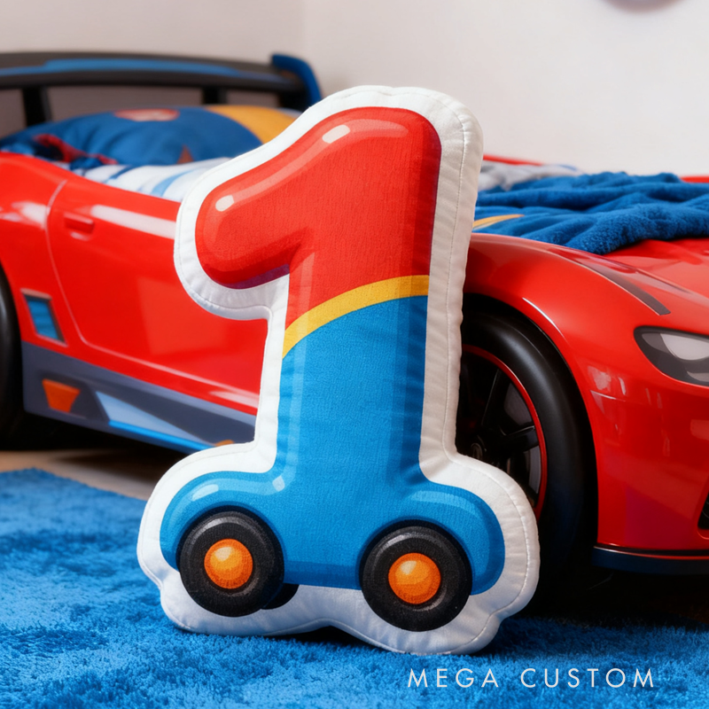 Personalized Cute Car Number Graphic 3D Print Pillow Christmas Gift for Kids Birthday Gift