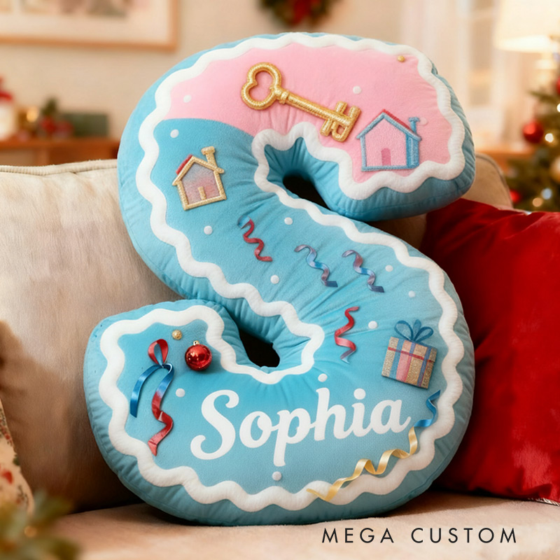 Personalized Initial Pillow Graphic 3D Print Custom Name Pillow Gift for Kids Family Housewarming Gift