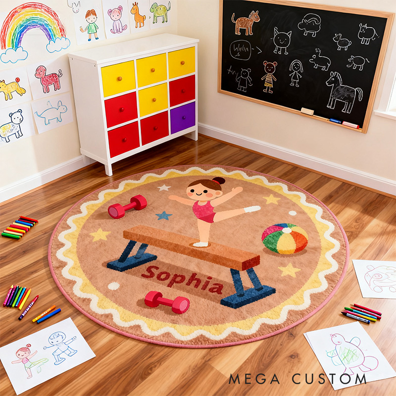 Personalized Gymnastic Girl Rug for Gymnastic Lovers Gift for Kids Christmas Gifts