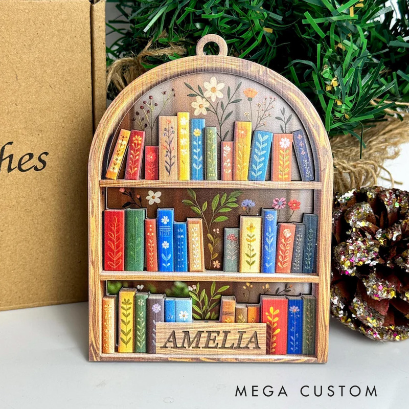 Personalized Christmas Book Ornament for Book Club 2D Acrylic with Name Bookshelf Decor 2025 Book Ornament Tree Decor for Readers