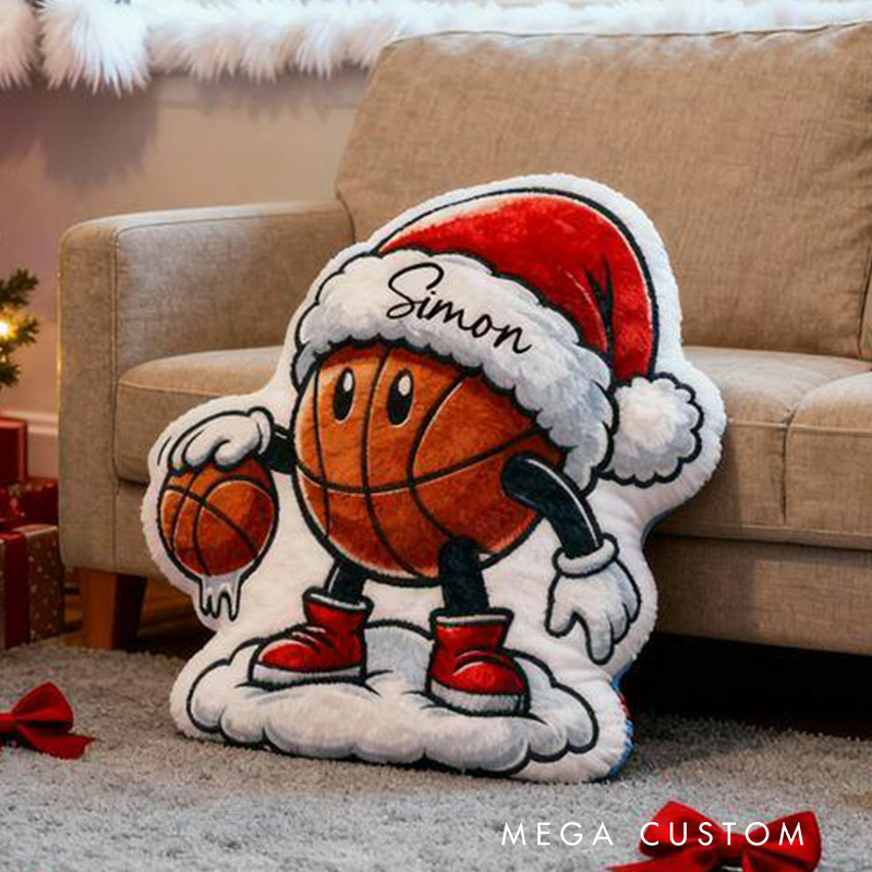 Personalized Christmas Basketball Pillow with Custom Name Design