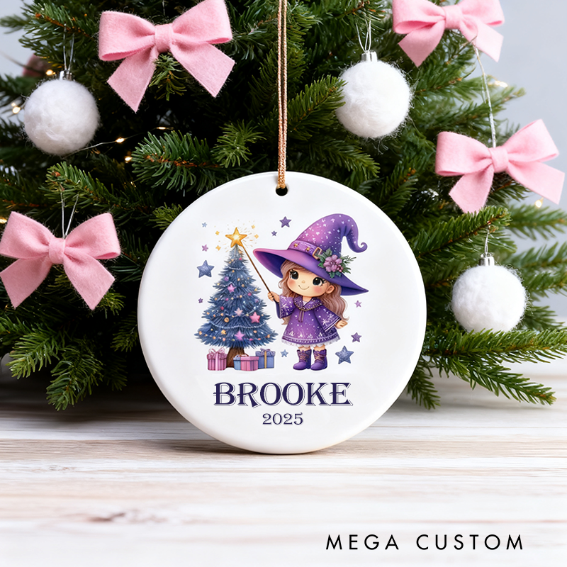 Personalized Wizard Christmas Ornament 2025 Magical Holiday Keepsake Girls and Boys Name Ornament