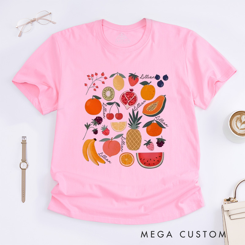 Personalized Cute Fruit Classic T-Shirts Garden Shirt Strawberry Shirt Pineapple Shirt Aesthetic Clothing Botanical Shirt Gift for Garden Lovers