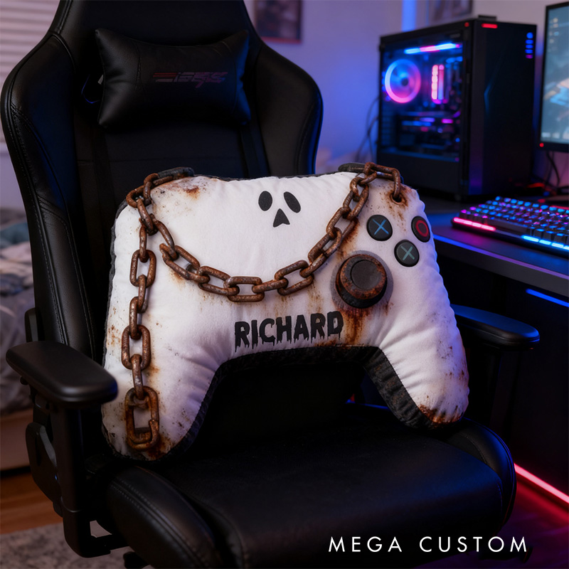 Personalized Graphic 3D Print Horror Game Ghost Controller Shaped Pillow for Game Lovers Plush Pillow Christmas Gift for Kids