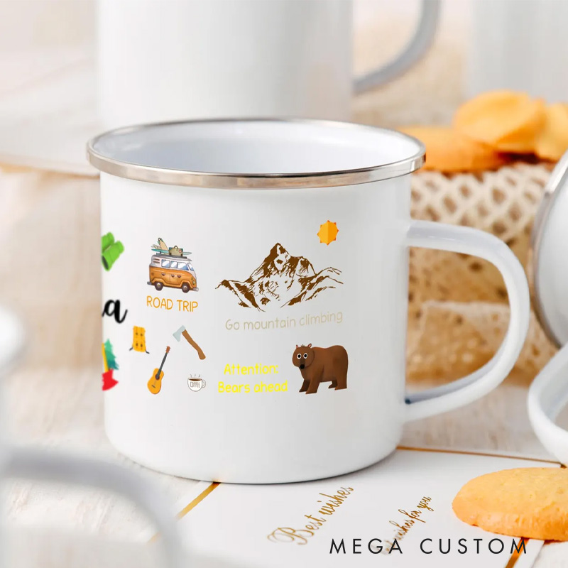  Personalized enamel mug for children to record their growth journey Custom Kids Camping Cup Camping Adventure Gift for Kids 