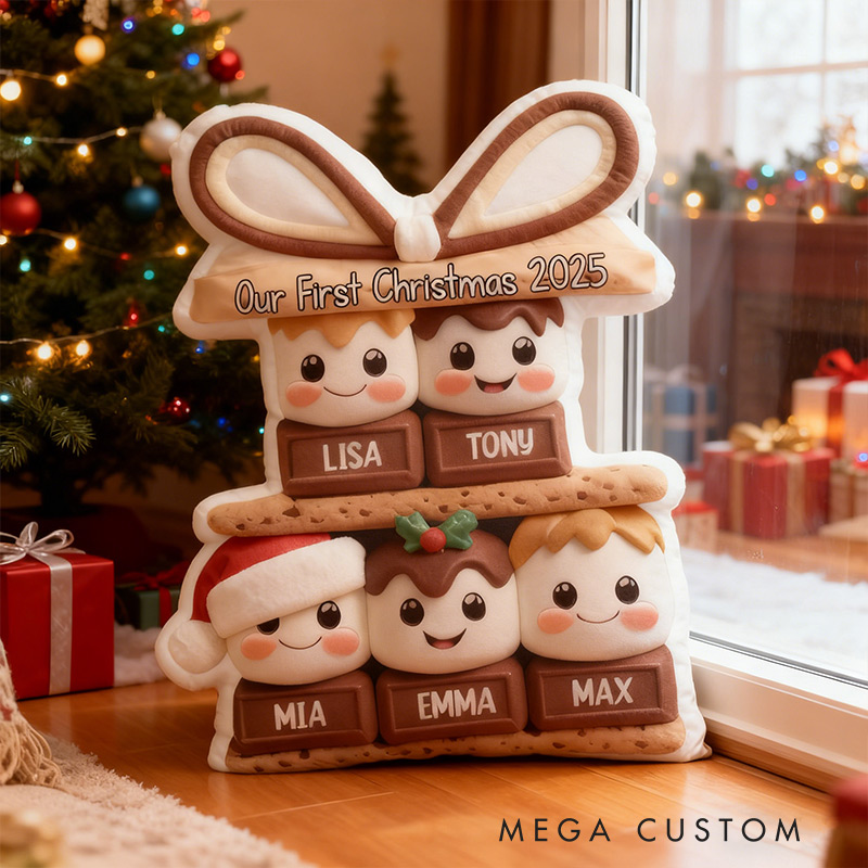 Personalized Family Christmas Pillow Custom S’mores Pillow with Names Housewarming Gift Christmas Gift 