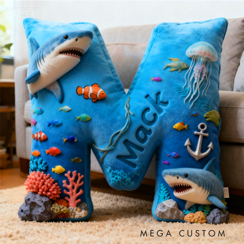 Personalized Ocean World with Name Graphic 3D Print Pillow Christmas Gift for Kids or Baby Birthday Gifts