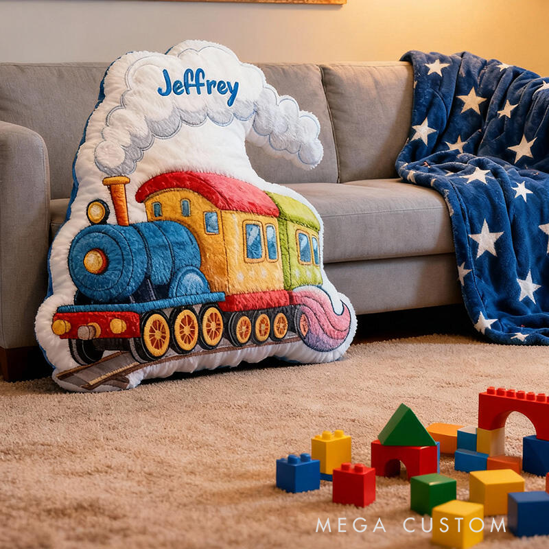 Personalized Train Shaped with Name Graphic 3D Print Pillow Christmas Gift for Kids or Baby Birthday Gifts