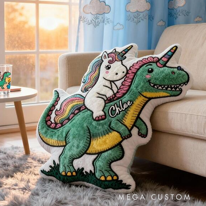 Personalized Cute Horse and Dinosaur with Name Graphic 3D Print Pillow Christmas Gift for Kids or Baby Birthday Gifts