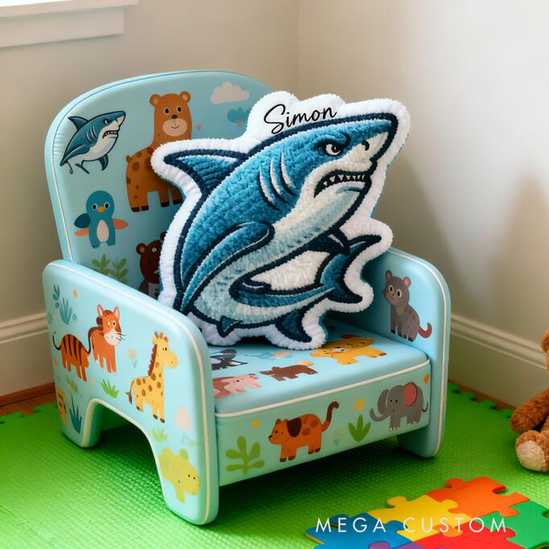Personalized Shark Design with Name Graphic 3D Print Pillow Christmas Gift for Kids or Baby Birthday Gifts