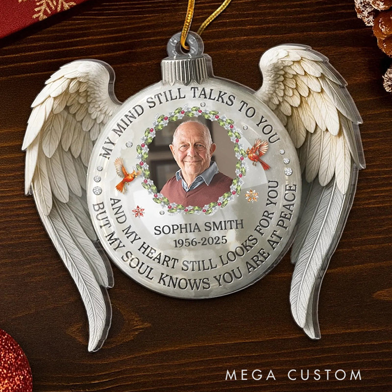 Personalized Photo Acrylic Ornament Custom Christmas Memorial Sympathy Gifts for Loss of Loved One Your Light Stays With Us Always