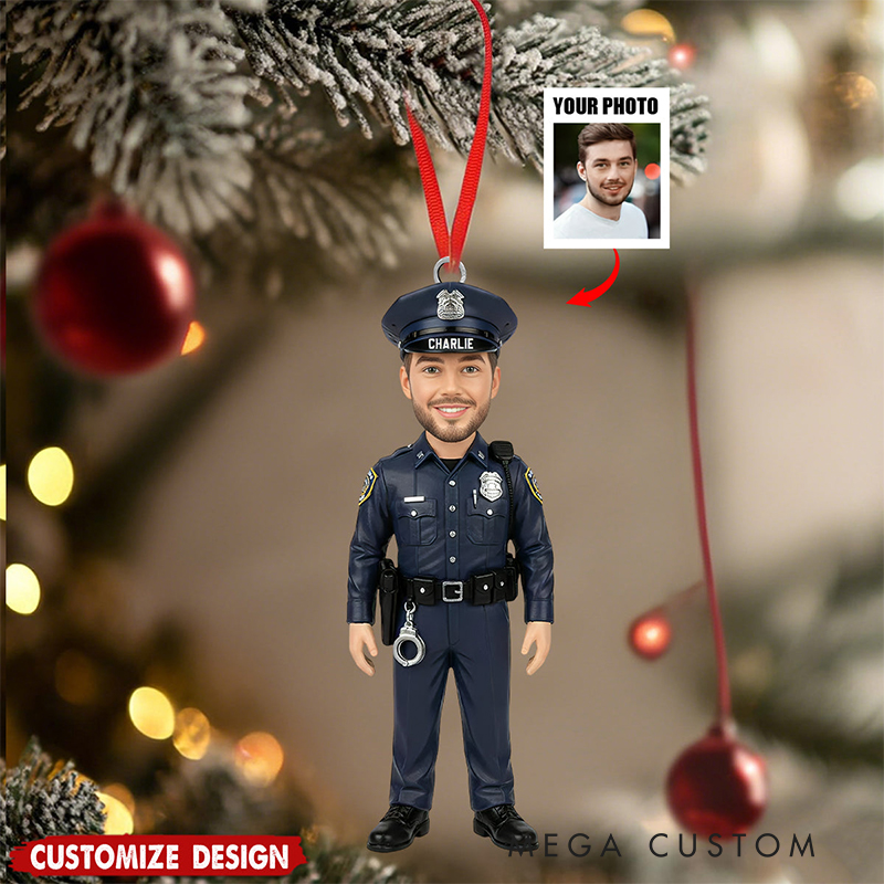 Personalized Proud To Be Police Officer Personalized Police Ornament Custom Face Christmas Gift For Policeman