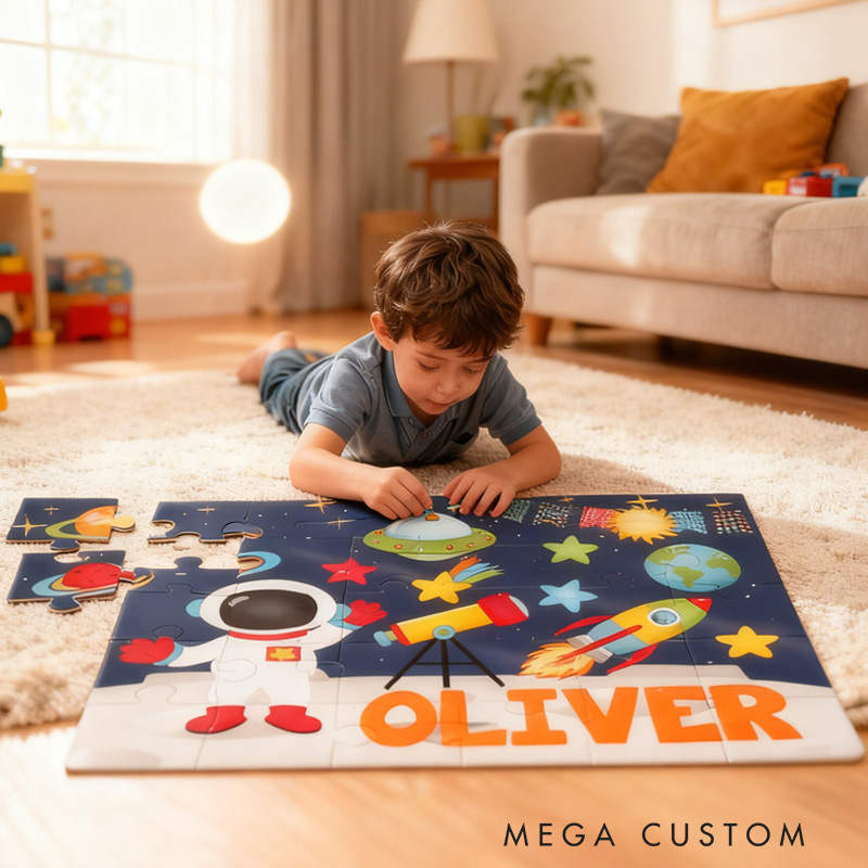 Personalized kid Astronaut Jigsaw Puzzle Outer Space Puzzle Space Theme Party Gifts for Kids 