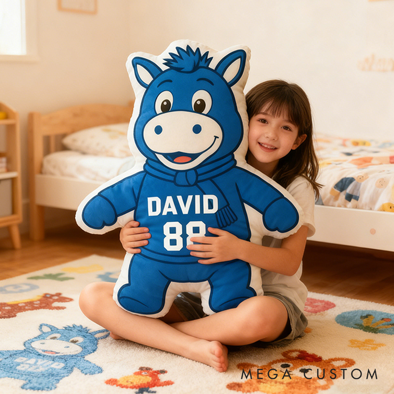 Personalized Sports Mascot Pillow Featuring Custom Name and Number for Kids and Football Fans