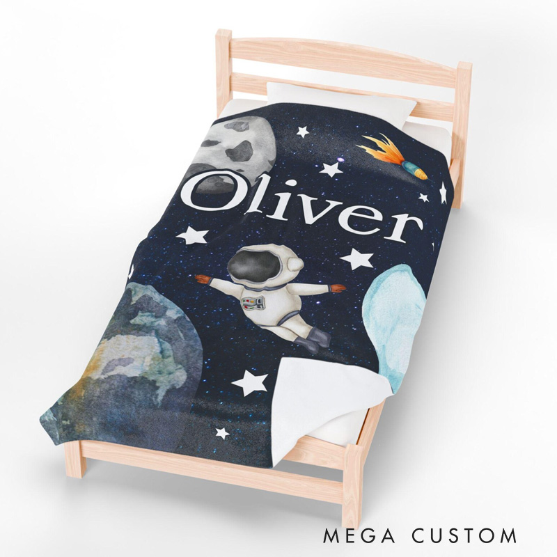 Personalized Space kid Blanket Custom Name Space Enthusiast Blanket gift for kid Astronomy Lovers