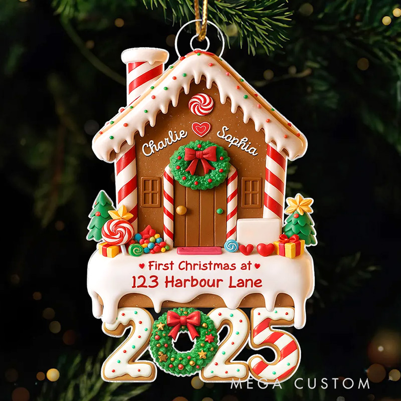 Personalized First Christmas At Our Home Ornament Custom Acrylic Ornament Housewarming Christmas Gift for Couple Family