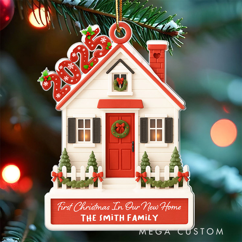 Personalized Our First Home Christmas 2025 Ornament Custom Acrylic Ornament Housewarming Christmas Gift for Couple Family