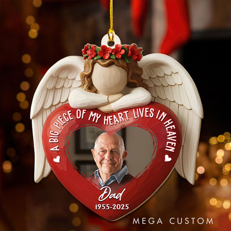 Personalized Wood Ornament A Big Piece Of My Heart Sympathy Gift for Loss of Loved One 