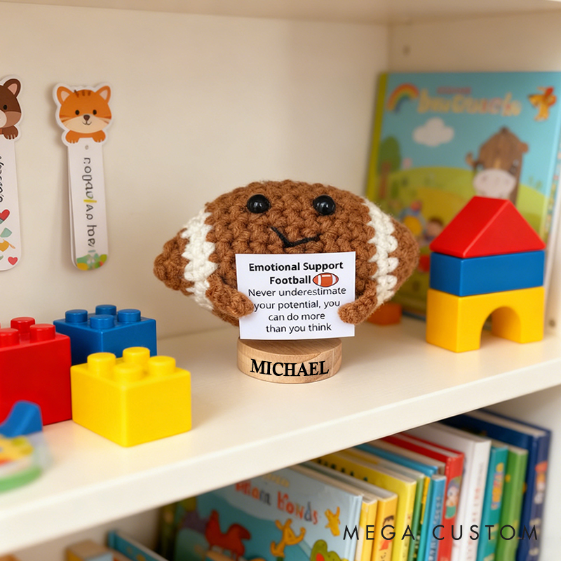 Personalized Emotional Support Football Toy with Custom Name Cheer Up Gifts For Football Team Players 