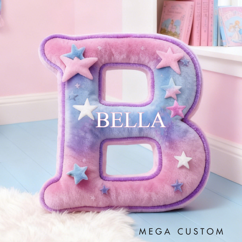 Personalized Star Cookie Alphabet Throw Pillow Dessert Letter Pillow with Name for Kids Girl Boy Baker Christmas Gifts Loving Room Decor