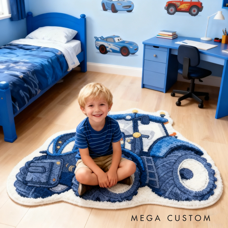 Personalized Tractors with Name Soft Rug Christmas Gift for Kids Rug Birthday Gifts for Kid