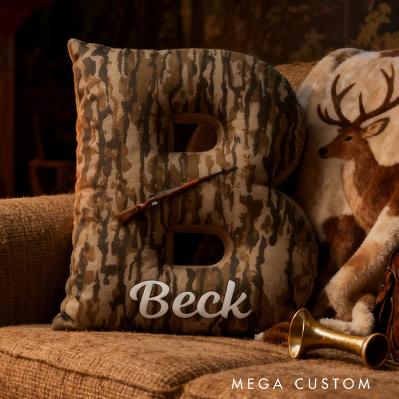 Personalized Custom Camouflage Letter Pillow Woods Camouflage Pillow Duck Hunting Lover Pillow Gift for Outdoor Hunting Enthusiasts